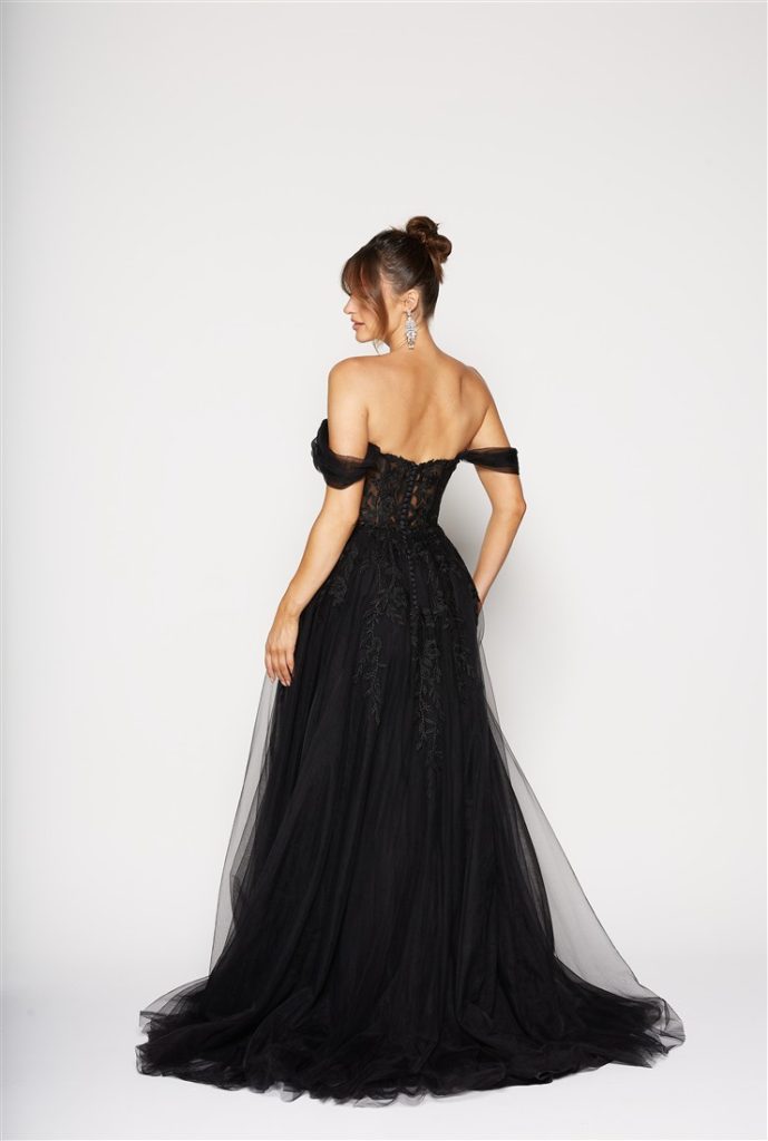 black prom dress at City Prom in Cardiff