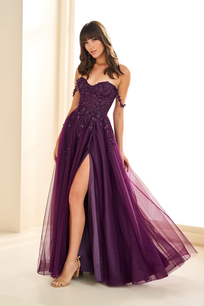 Deep purple prom dress by Ellie Wilde style 36083