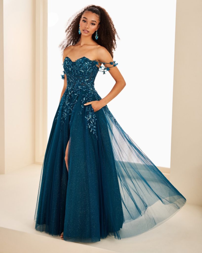 Ellie Wilde teal prom dresses available in City Prom, Cardiff prom dress shop