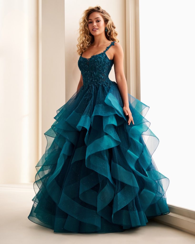 Ellie Wilde teal prom dresses available in City Prom, Cardiff prom dress shop